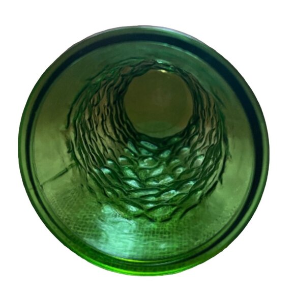 Vintage Hoosier Glass Green Textured Vase 10" Embossed Floral Design - Picture 2 of 9